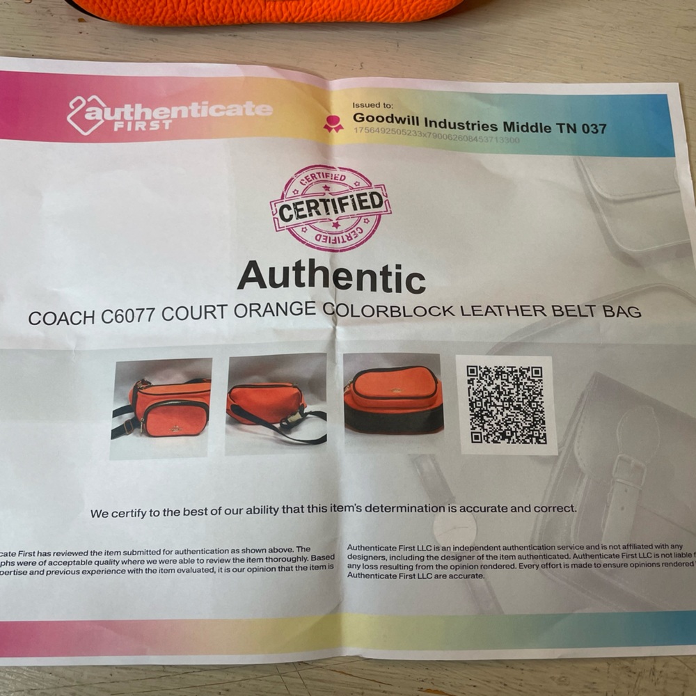 *COA* Coach Bright Orange Court Leather Belt Bag - Picture 2 of 14